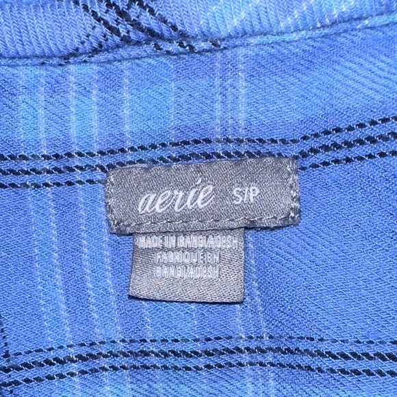 Aerie Blue Hombe Hooded Button Down - Picture 5 of 7